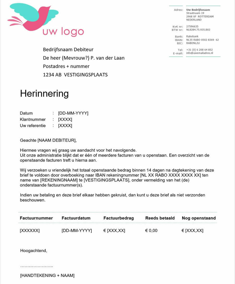 Herinnering met een druk op de knop